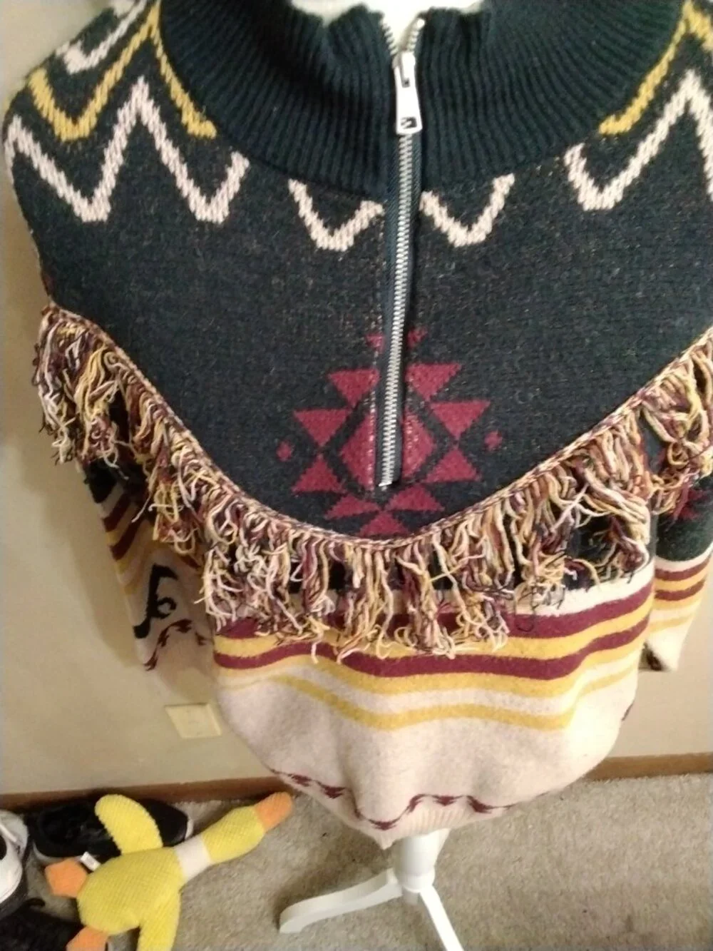Sterling & Stitch Southwestern Fringe Pullover Sweater Size S Aztec Horse